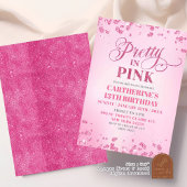 Roze Glitters Feestelijk Roze Verjaardagsfeest Kaart