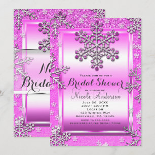 Roze Glitters Glam Winter Wonderland Sneeuwvlokken Kaart