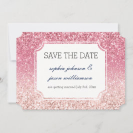 Roze glitters Glans save the date