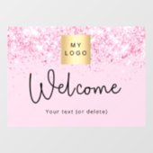 Roze glitters glinsteren bedrijfslogo welkom raamsticker (Vel)