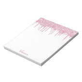 Roze glitters glinsterende witte naam notitieblok (Linkerzijde)