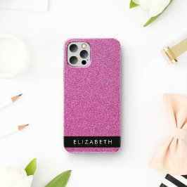 Roze Glitters, Glitter Achtergrond, Je Naam iPhone 16 Hoesje