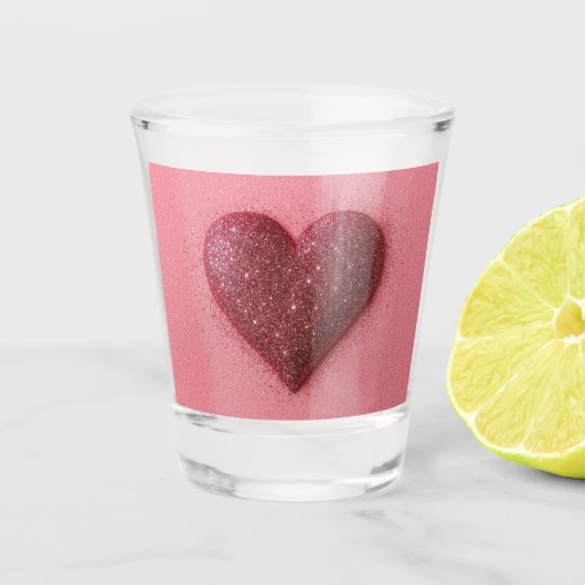 Roze glitters hart shotglaasjes. shot glas (Voorkant)