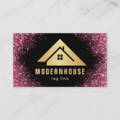 roze glitters Huis Bouwconstructie Lux zwart Visitekaartje (Voorkant)
