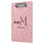 Roze glitters Initialen haar- en make-up Klembord (Links)