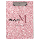 Roze glitters Initialen haar- en make-up Klembord (Voorkant)