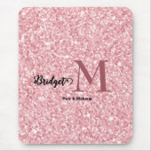 Roze glitters Initialen haar- en make-up Muismat (Voorkant)