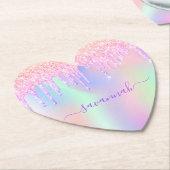 Roze glitters iriserende roze gouden regenboog ver kartonnen onderzetters (Gekanteld)