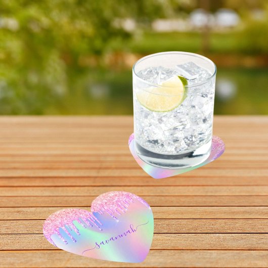 Roze glitters iriserende roze gouden regenboog ver kartonnen onderzetters