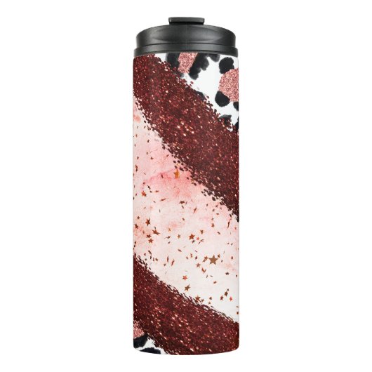 Roze Glitters Leopard Thermosbeker (Voorkant)
