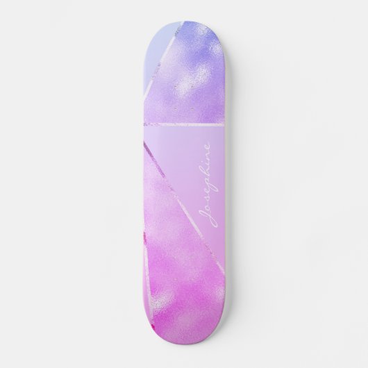 Roze glitters moderne naam gepersonaliseerd cool m persoonlijk skateboard (Voorkant)