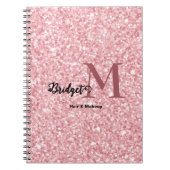 Roze glitters Monogram haar- en make-upset Notitieboek (Voorkant)