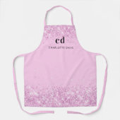 Roze glitters monogram initiaal naam schort (Voorkant)