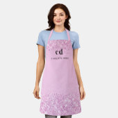 Roze glitters monogram initiaal naam schort (Gedragen)
