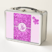 Roze glitters Monogram met Bloemen (Voorkant)