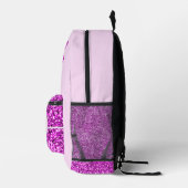 Roze glitters Monogram met bloemen Bedrukte Rugzak (Rechts)