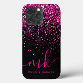 Roze Glitters Monogram & Naam Case-Mate iPhone Case