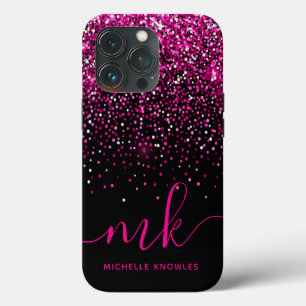 Roze Glitters Monogram & Naam Case-Mate iPhone Case