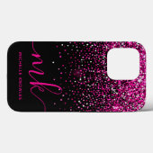 Roze Glitters Monogram & Naam Case-Mate iPhone Case (Achterkant (horizontaal))