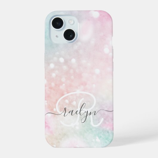 Roze glitters mooie Bokeh-patroon iPhone 15 Case (Achterkant)