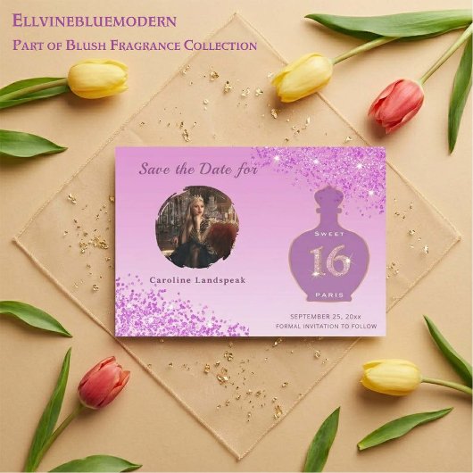 Roze Glitters Paris Geur Studio Sweet 16 Save The Date