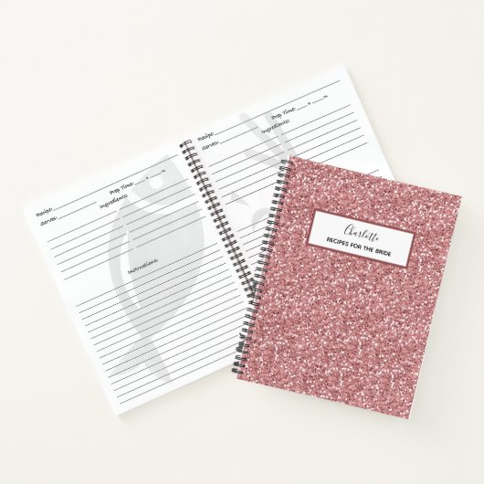 Roze glitters recepten voor de bruid Bridal Shower Notitieboek (Binnen)