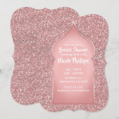 Roze Glitters Roze Goud Glam Bruidsdouche Kaart (Voorkant / Achterkant)
