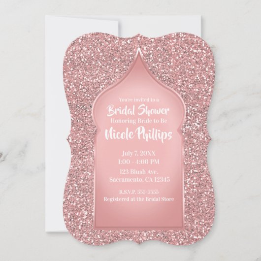 Roze Glitters Roze Goud Glam Bruidsdouche Kaart (Voorkant)