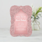 Roze Glitters Roze Goud Glam Bruidsdouche Kaart (Staand voorkant)
