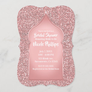 Roze Glitters Roze Goud Glam Bruidsdouche Kaart