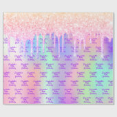 Roze glitters roze goud iriserende naam verjaardag cadeaupapier (Vlak)