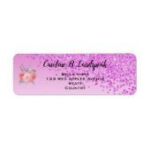 Roze Glitters, Roze Zilveren Rozen Sweet 16 Etiket (Voorkant)