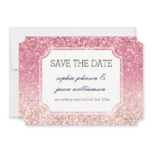 Roze glitters 'save the date'