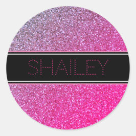 Roze glitters sticker of enveloppe verzegeling