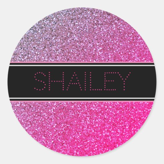 Roze glitters Sticker of enveloppe zegel (Voorkant)