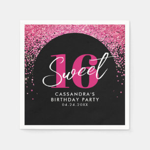 roze glitters Sweet Sixteen Birthday Party Servet