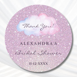 Roze Glitters Trendy Wollen Bruiloft Dank Je Ronde Sticker
