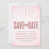 Roze Glitters Uitnodiging Save The Date (Voorkant)