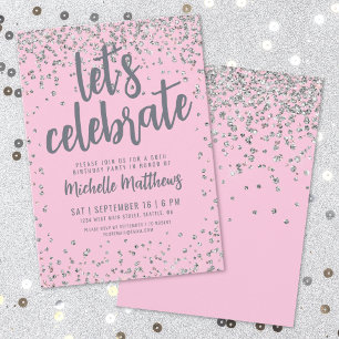 Roze Glitters Verjaardag Alle Leeftijden Kaart