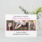 Roze Glitters/Witte Achtergrond - Afstudeeraankond Aankondiging (Staand voorkant)