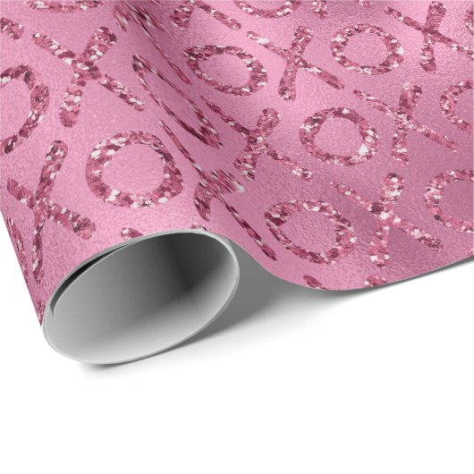 Roze Glitters XOXO Cadeaupapier (Rol Hoek)