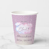 Roze Glitters Zij is op Cloud 9 Bruidsdouche Papieren Bekers (Voorkant)