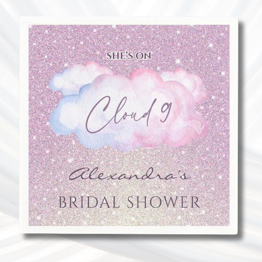 Roze Glitters Zij is op Cloud 9 Bruidsdouche Servet