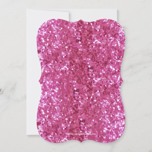 Roze glitters-zijde lint afstudeerfeest uitnodigin kaart (Achterkant)