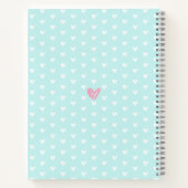 Roze glittersappcupcake op turquoise met hartjes n notitieboek (Achterkant)