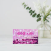 Roze glitterschaar afsprakenkaartje (Staand voorkant)