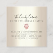 Roze glitterschijven chocolade aardbei en zoet gou vierkante visitekaartje (Achterkant)