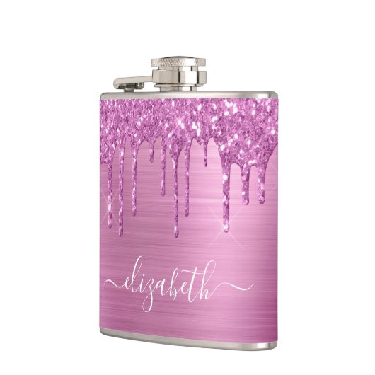 Roze glitterschijven, gebundeld heupfles (Links)