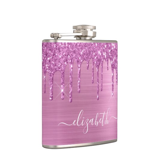 Roze glitterschijven, gebundeld heupfles (Rechts)