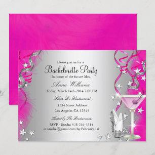 Roze glitterschoenen met hoge hakken & cocktail vr kaart